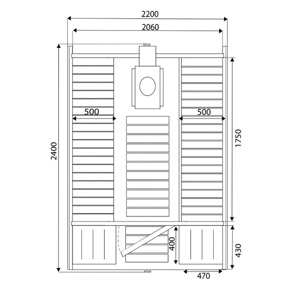Roudline Barrel Sauna 240 cm Wood-Burning Stove 4–6 Person
