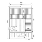 Cubeline Sauna 240 cm Wood-Burning Stove 4–6 Person Double Bench Layout