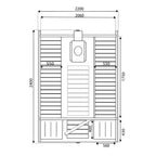 Cube Sauna 240cm with Wood-Burning Stove - Compact 4-6 Person Single Bench Layout