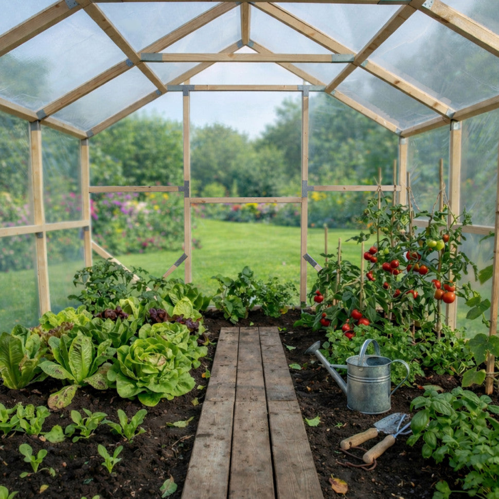 Wooden Garden Greenhouse with Polycarbonate Panels