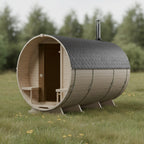 Roudline Barrel Sauna 340 cm Wood-Burning Stove 4–6 Person
