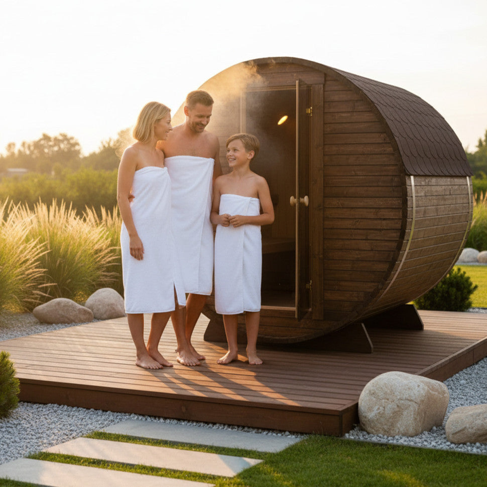 Roudline Barrel Sauna 180 cm Electric Heater 2–4 Person