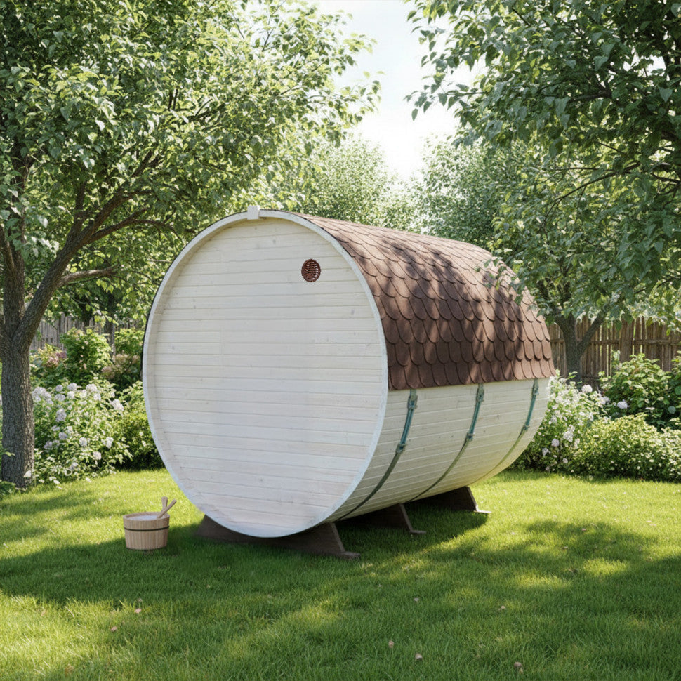 Roudline Barrel Sauna 240 cm Electric Heater 4–6 Person