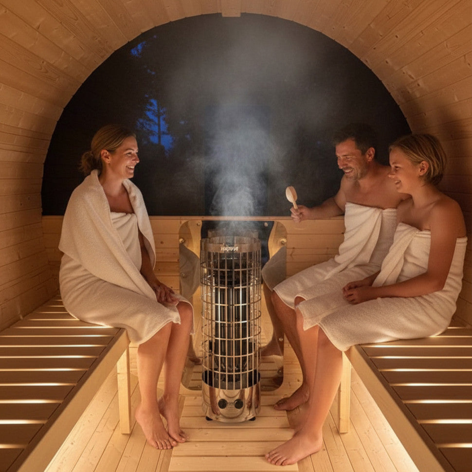 Roudline Barrel Sauna 340 cm Electric Heater 4–6 Person