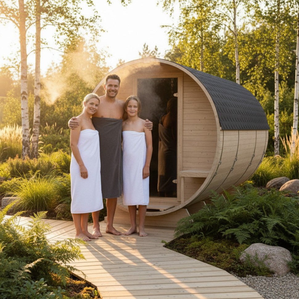 Roudline Barrel Sauna 340 cm Electric Heater 4–6 Person